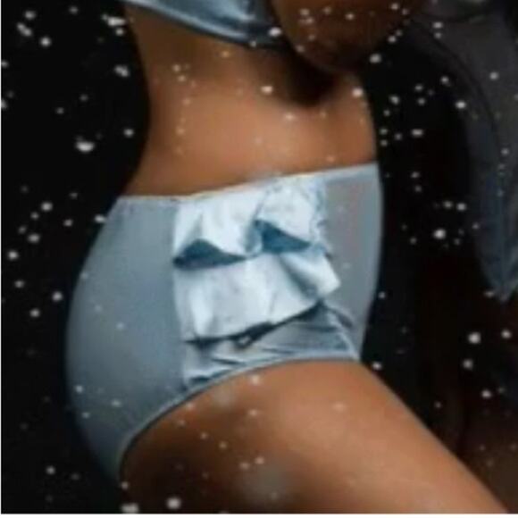 LIVIARA Silk stretch charmeuse ruffle Light Blue Bikini Bottoms NEW Size Medium - Picture 4 of 15